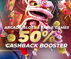 Arcade Slots & Table Games 50% Bonus Cashback Booster